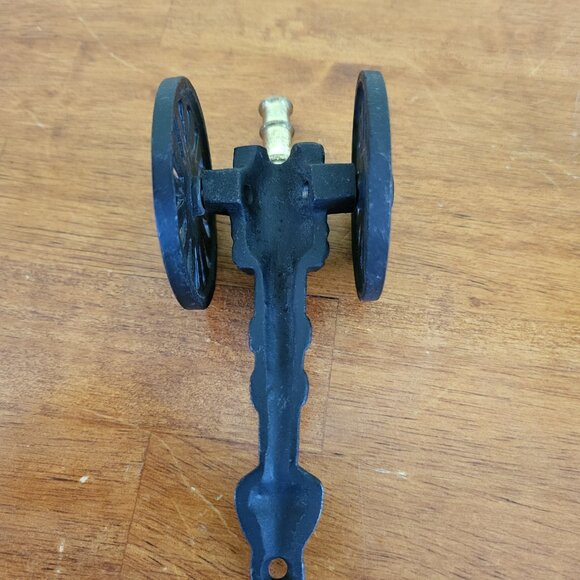 Vintage Brass Cast Iron Mini Cannon Artillery Civil War Toy Figurine Metal T3 - Picture 5 of 7